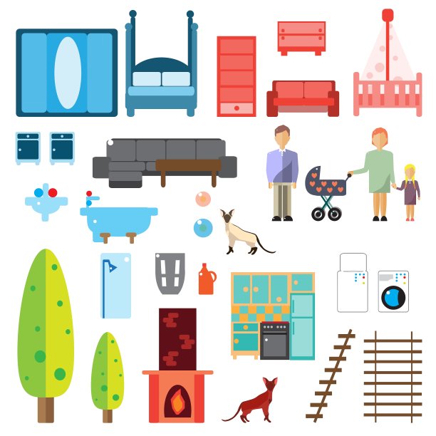 孤立的家具图标图片下载