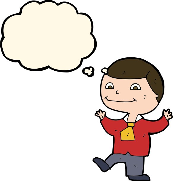 卡通快乐男孩与思想泡泡图片下载