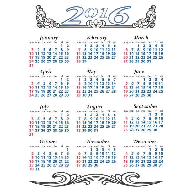 时尚日历与鲜花一年图片下载