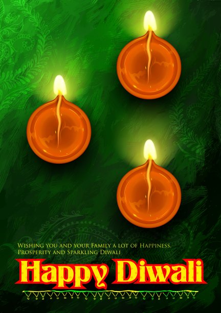 快乐的排灯节背景彩色水彩diya图片下载