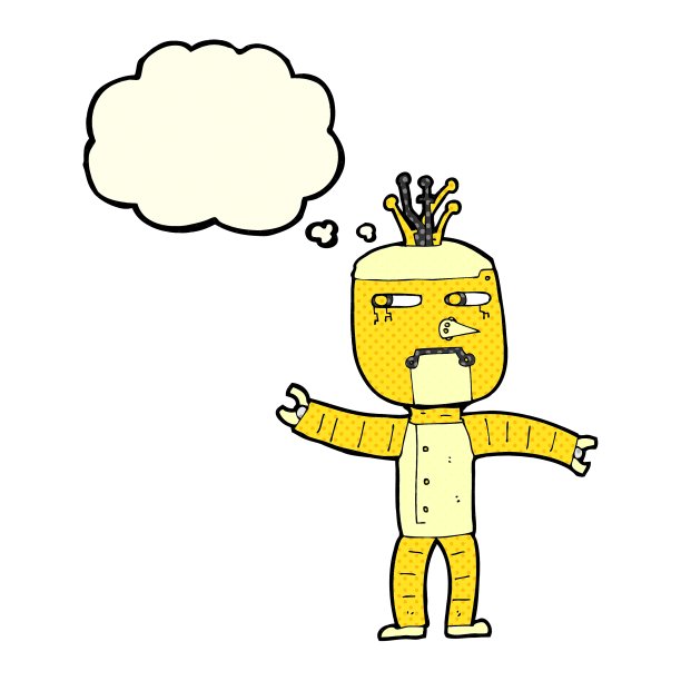 卡通机器人与思想泡泡图片下载
