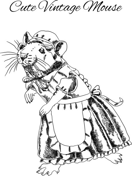 可爱的鼠标素描复古风格图片下载