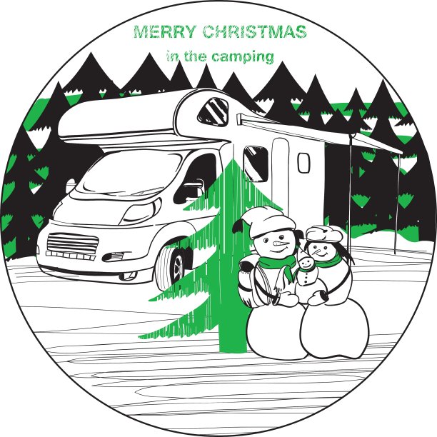 冬季露营者和家庭雪人图片下载