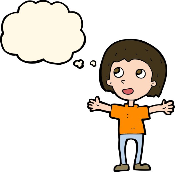 卡通快乐的人与思想泡沫图片下载
