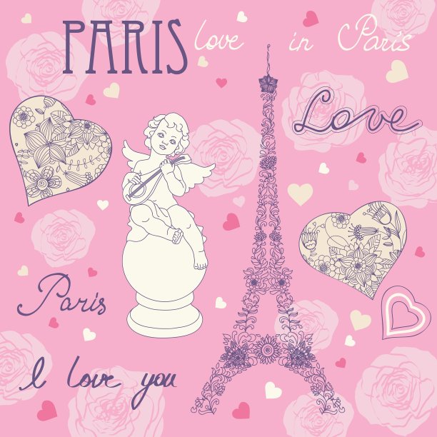 一系列不同的浪漫符号图片下载