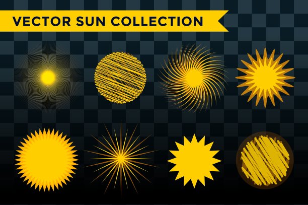阳光星芒或雪花标志图标合集图片下载