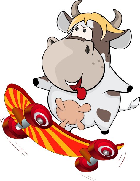 滑板上的小母牛图片下载