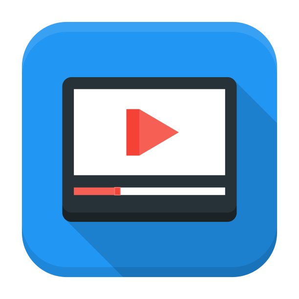 媒体播放应用长阴影图标图片下载
