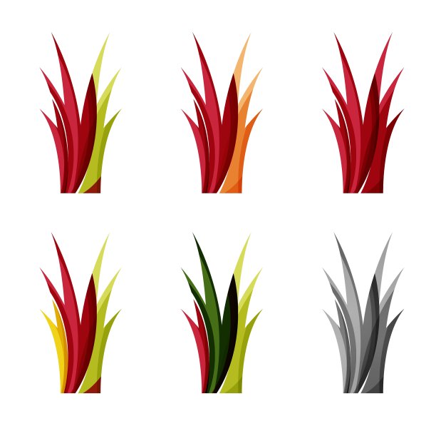 一套抽象的生态植物图标商业标志类型图片下载