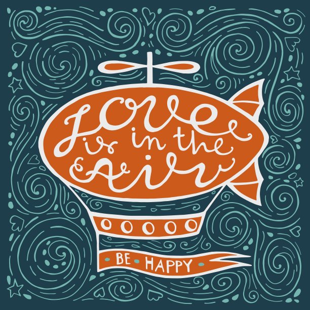 爱是在空气中手绘的vintage print图片下载