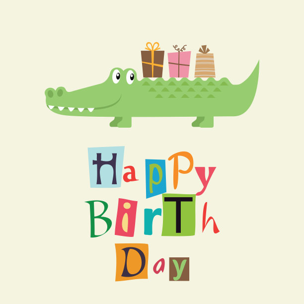 生日贺卡和有趣的鳄鱼图片下载