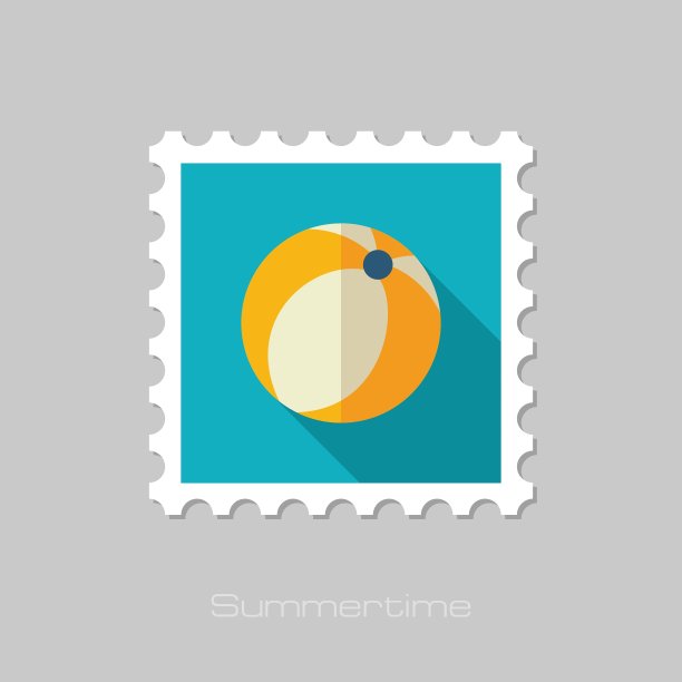 沙滩球平邮票暑假图片下载