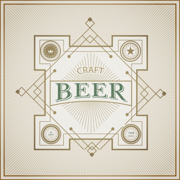 好的精酿啤酒酿酒厂vintage标签图片下载