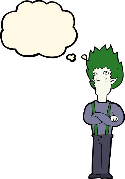 卡通吸血鬼男人与思想泡泡图片下载