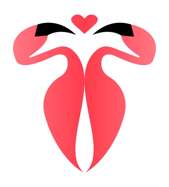 火烈鸟和心脏图片下载