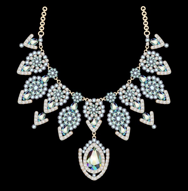 漂亮的女性项链，上面镶着宝石图片下载