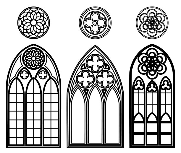 大教堂的哥特式窗户图片下载