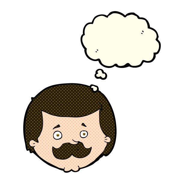 卡通人物带着胡子和思想泡泡图片下载