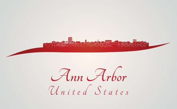 红色的安娜堡天际线图片下载