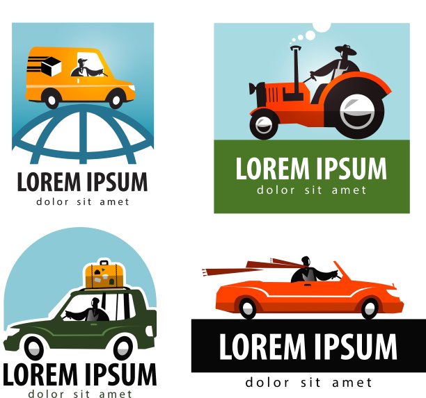 拖拉机或汽车标志模板设计图片下载