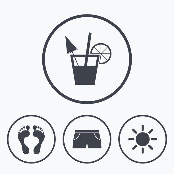 海滩假日标志鸡尾酒人类足迹图片下载