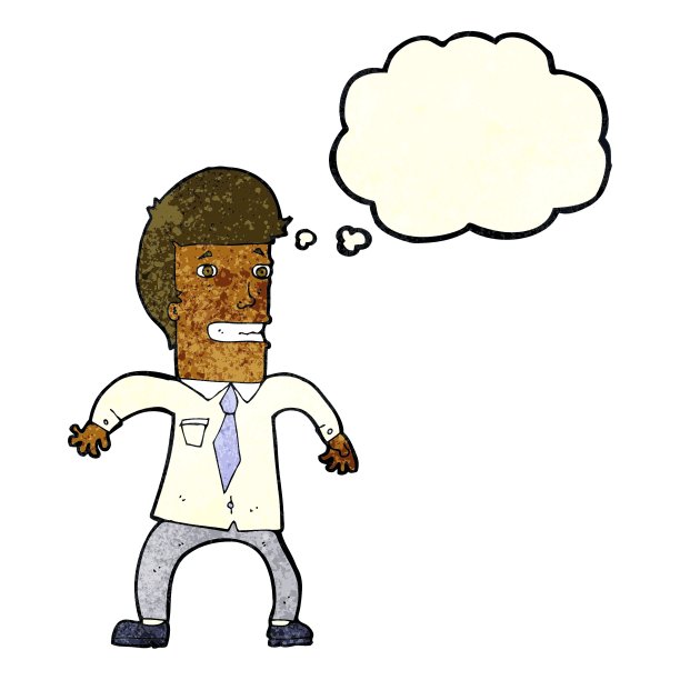 卡通神经质的商人带着思想泡泡图片下载