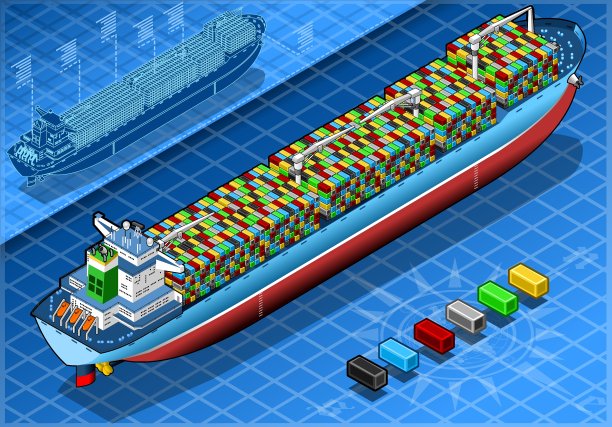 集装箱隔离的等距货船图片下载