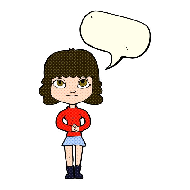 卡通快乐的女人用言语泡泡图片下载