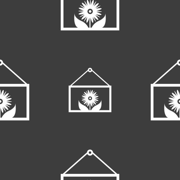 框架与花卉图标标志无缝图案上图片下载