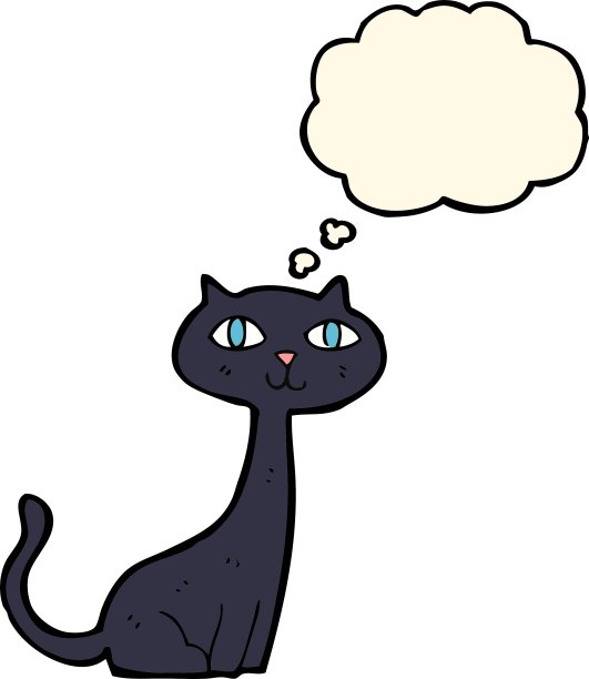 卡通黑猫与思想泡泡图片下载