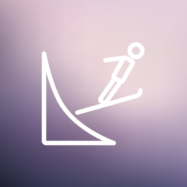 滑雪者在空中跳跃细线图标图片下载