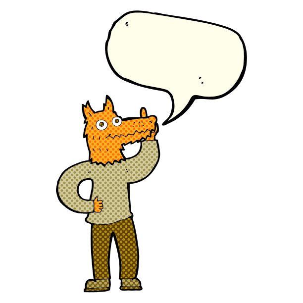 卡通狐狸用思想和言语泡泡图片下载