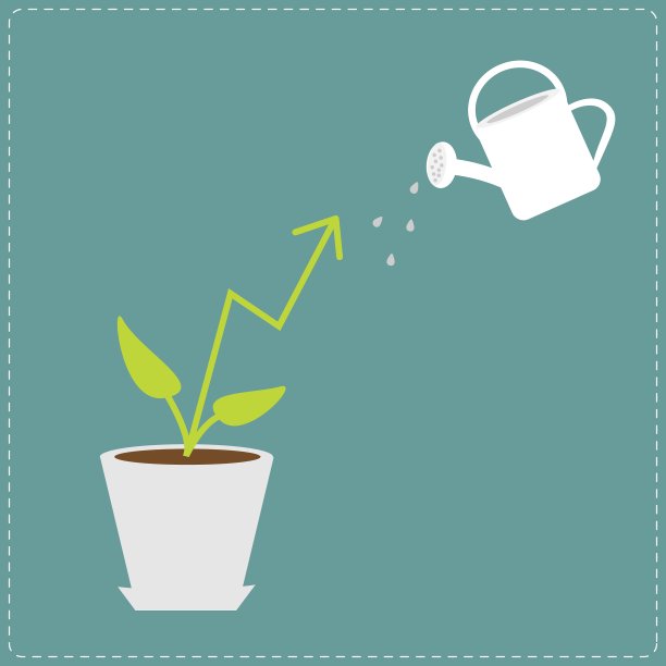 图箭头植物在花盆和喷壶图片下载