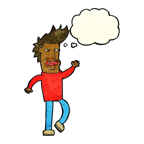 卡通大嘴巴男人与思想泡泡图片下载