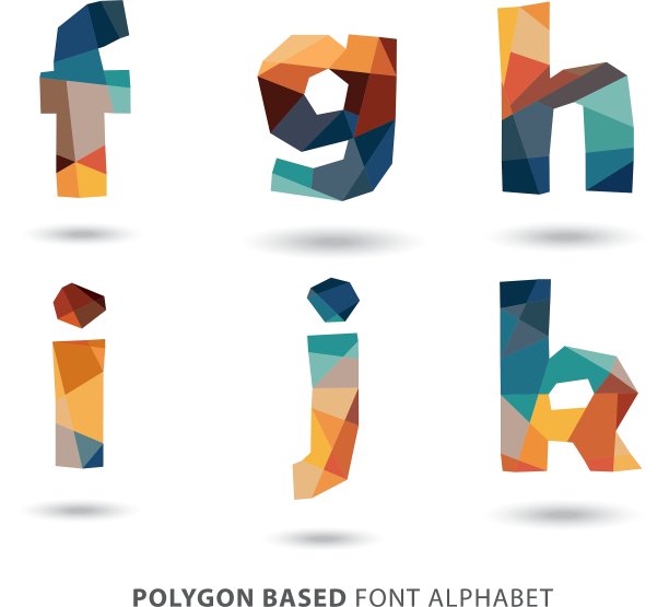 多边形彩色字母A到Z集合的一部分图片下载