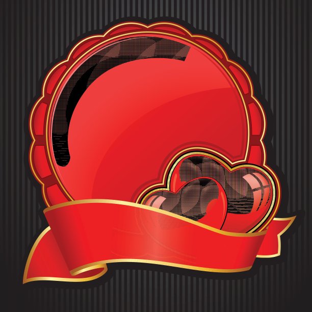 心形和丝带的圆形相框是情人节的礼物图片下载