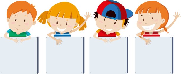 男孩和女孩举着牌子图片下载