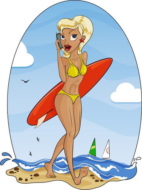 冲浪的女孩图片下载