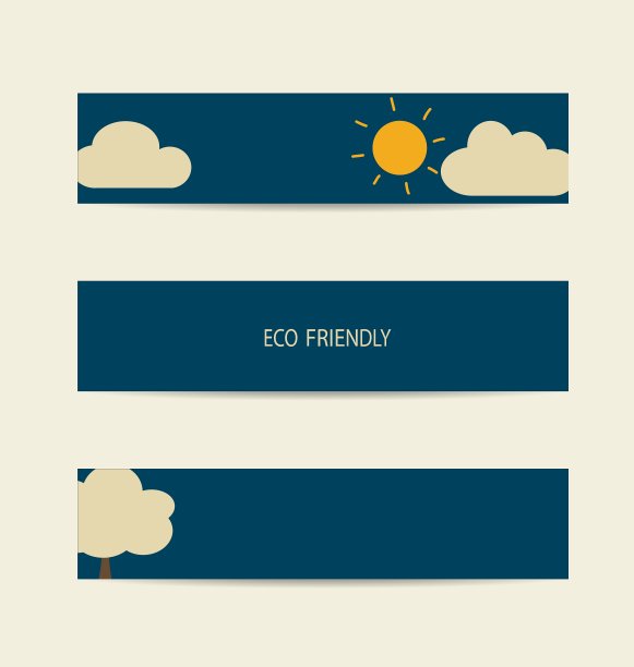 自然横幅生态标签和卡片与太阳和图片下载