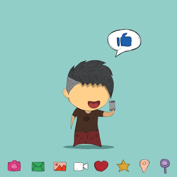 男性青少年玩手机图标图片下载