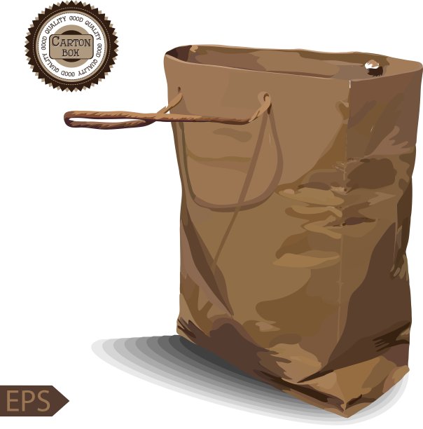 牛皮纸购物袋上的白色背景图片下载