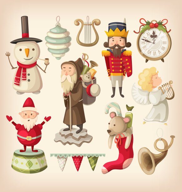 圣诞节复古的玩具图片下载