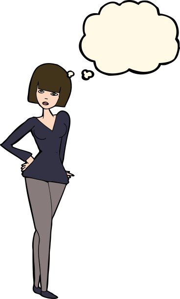 卡通美女与思想泡泡图片下载