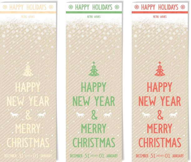 三张用旧纸写的新年宣传单图片下载