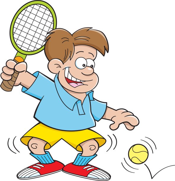 卡通男孩打网球图片下载