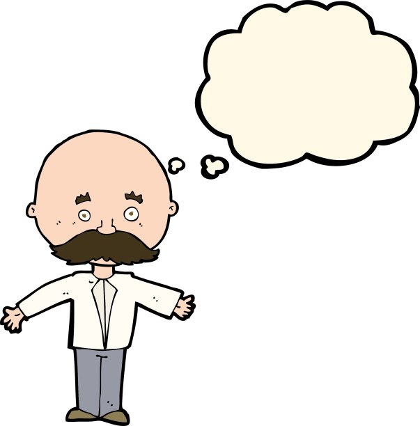 卡通人物带着胡子和思想泡泡图片下载
