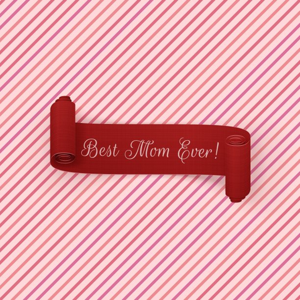 母亲节红卷轴彩带图片下载