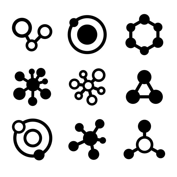 分子图标在白色背景上设置隔离图片下载