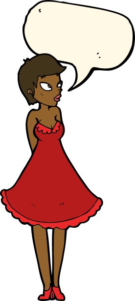 卡通漂亮女人穿着衣服和讲话泡泡图片下载