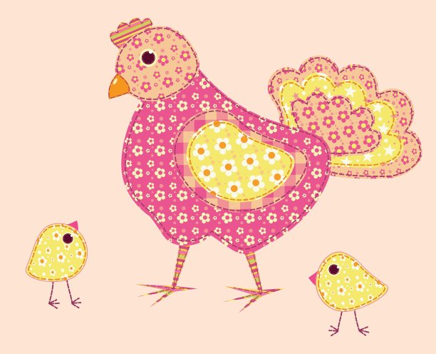 缝母鸡和小鸡图片下载